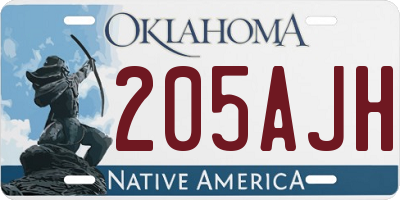 OK license plate 205AJH