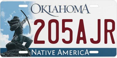 OK license plate 205AJR