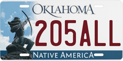 OK license plate 205ALL