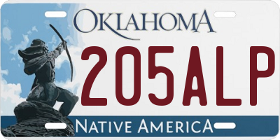 OK license plate 205ALP