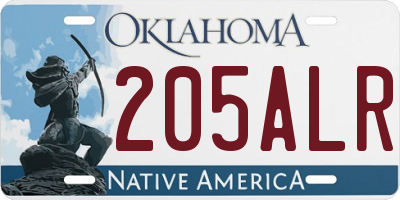 OK license plate 205ALR