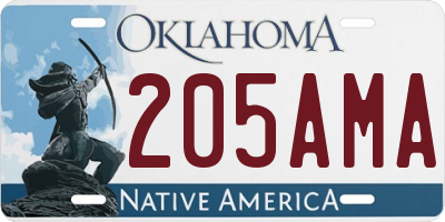 OK license plate 205AMA