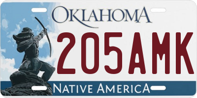 OK license plate 205AMK