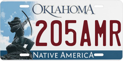 OK license plate 205AMR
