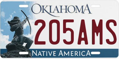OK license plate 205AMS