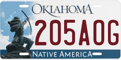 OK license plate 205AOG