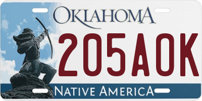 OK license plate 205AOK