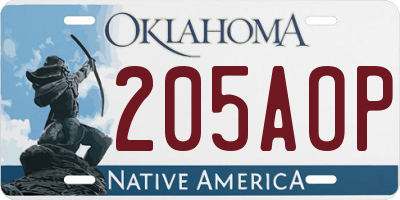 OK license plate 205AOP