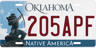 OK license plate 205APF