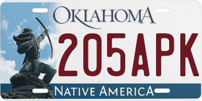 OK license plate 205APK