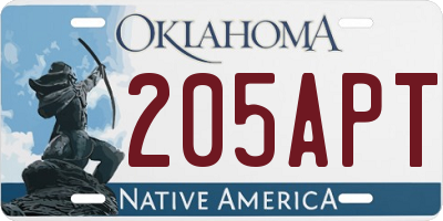 OK license plate 205APT