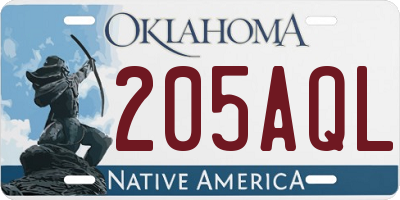 OK license plate 205AQL
