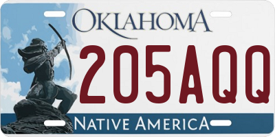 OK license plate 205AQQ