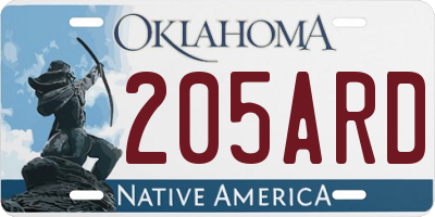 OK license plate 205ARD