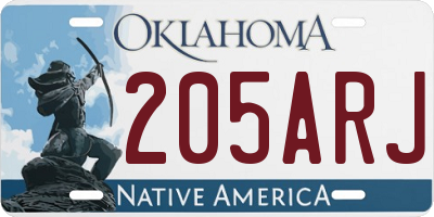 OK license plate 205ARJ