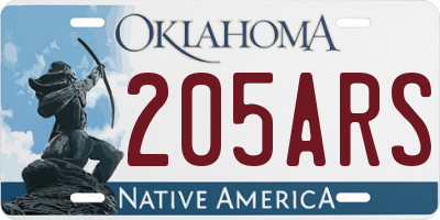 OK license plate 205ARS