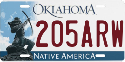 OK license plate 205ARW