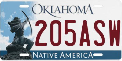 OK license plate 205ASW
