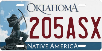 OK license plate 205ASX