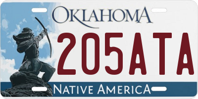 OK license plate 205ATA