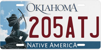 OK license plate 205ATJ