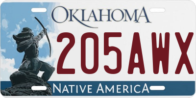 OK license plate 205AWX