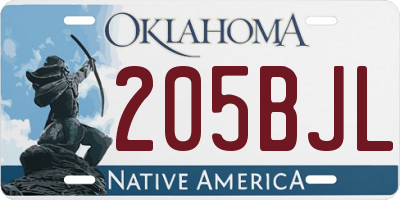 OK license plate 205BJL