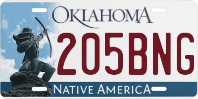 OK license plate 205BNG