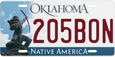 OK license plate 205BON