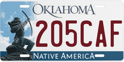 OK license plate 205CAF