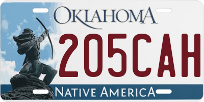 OK license plate 205CAH