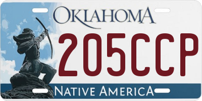OK license plate 205CCP
