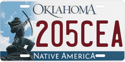 OK license plate 205CEA
