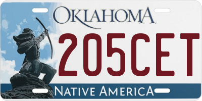 OK license plate 205CET
