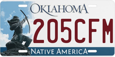 OK license plate 205CFM