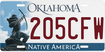 OK license plate 205CFW