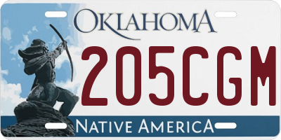 OK license plate 205CGM