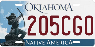 OK license plate 205CGO