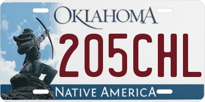 OK license plate 205CHL