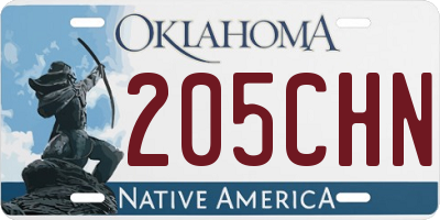 OK license plate 205CHN
