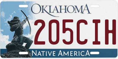 OK license plate 205CIH