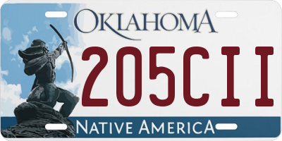 OK license plate 205CII