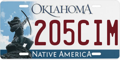 OK license plate 205CIM