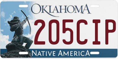 OK license plate 205CIP