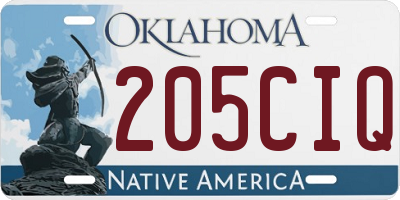 OK license plate 205CIQ