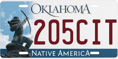 OK license plate 205CIT