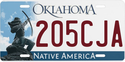 OK license plate 205CJA