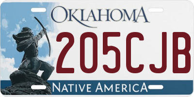 OK license plate 205CJB