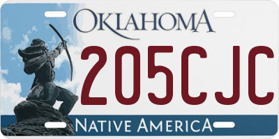 OK license plate 205CJC