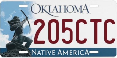 OK license plate 205CTC